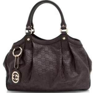 Authentic Gucci Guccisima chocolate brown leather shoulder bag